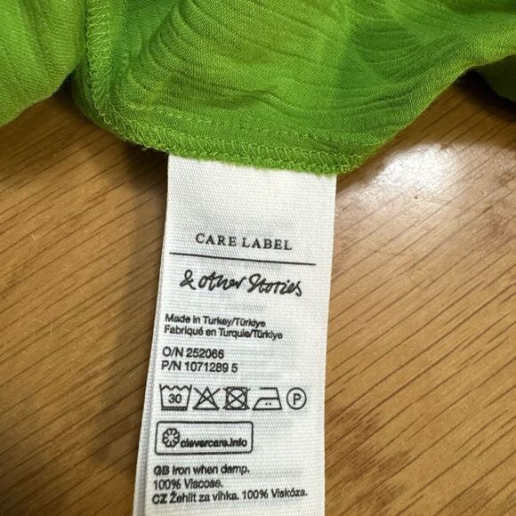 & Other Stories Lime Green Satin Maxi Dress – Size 4 - Picture 6 of 6